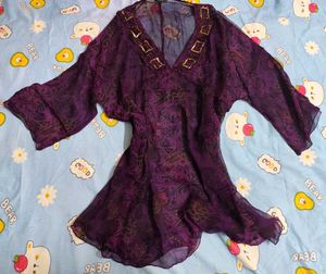 Purple Witchy Whimsy Goth Sheer Top