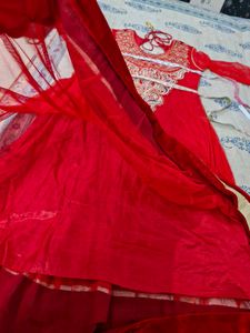 Red Anarkali Suit Set With Dupatta