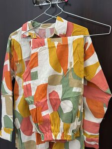 Abstract Geo Patten Print Coord Set - Shirt and Pa