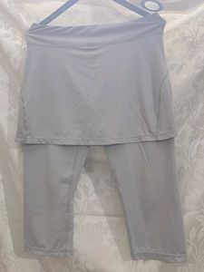 Gray Leggings with Skirt Overlay