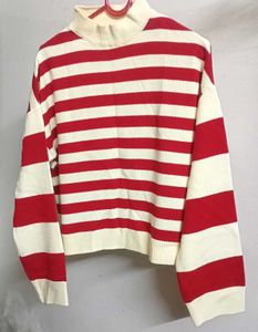 Mast & Harbour Red Striped Acrylic Pullover