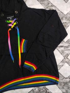 Black Hoodie with Rainbow Laces