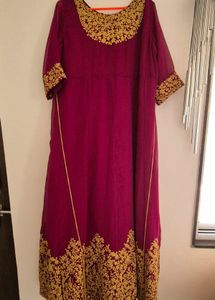 Elegant Embroidered Maroon Dress