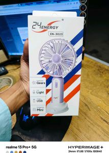 Portable Hand Fan 2 Speed Mode With Charging Cable
