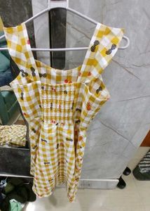 Yellow Checkered Button-Down Dress