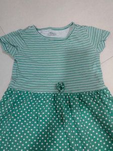Green Striped &amp; Polka Dot Dress