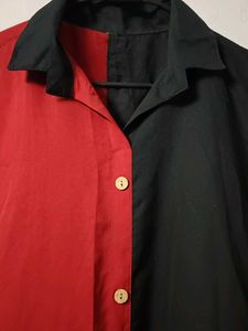 Color Block Midi Shirt Dress