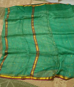Green Checked Saree