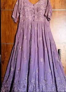 Embroidered Purple Anarkali Dress