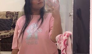 Cute Pink Graphic Tee And Short Kurti