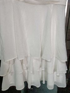 Cream Tiered Chiffon Dress