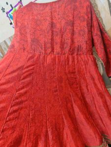 Red Anarkali Silk Kurti Upto XXL (Melange Brange )