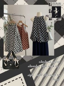 checkered babydoll sleeveless top 🖤