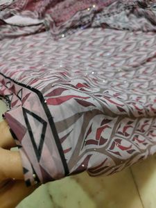 Printed Saree With Stone Work