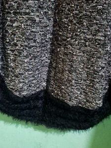 Textured Sweater with Faux Fur Trim