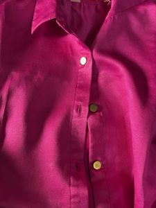 Hot Pink Satin Shiny Shirt