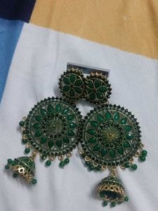 Green Jhumka Earrings