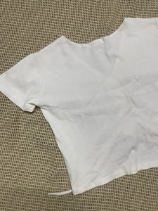 White Ruched Drawstring Top