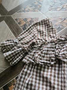 Cute Brown Gingham Top