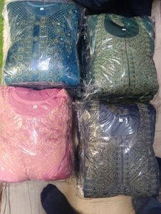 Velvet Embroidered Kurta Set