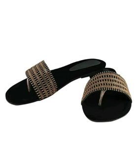 BRAND NEW FLATS WITH GOLDEN &amp; SILVER DIAMOND BEADS