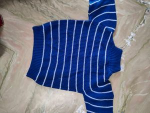Blue Striped Knit Sweater