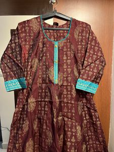 Brown Cyan Anarkali