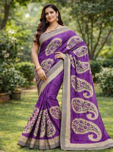 Elegant Purple Paisley Saree