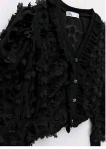 Zara Textured Floral Applique Jacket