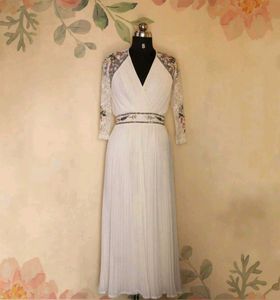 Pleated Beaded Lace Bridal Dress