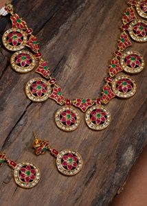 Red And Green Gold Plated Choker