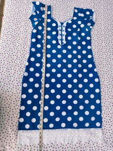 Blue Polka Dot Kurta Set
