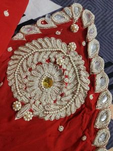 Red Embellished Saree
