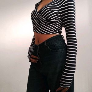 Striped Crop Top For Women
