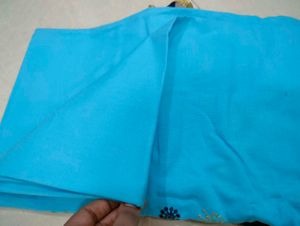 Blue Embroidered Kurta Set material