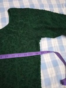 New Green velvet patterned blouse, L size