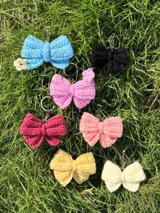 Pink Bow Crochet Keychain