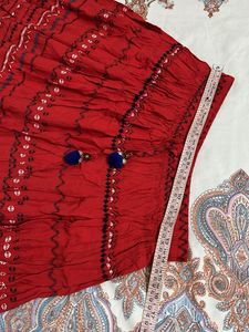 Boho Chic Red Patterned Skirt