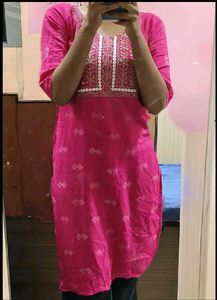 Pink Embroidered Kurta