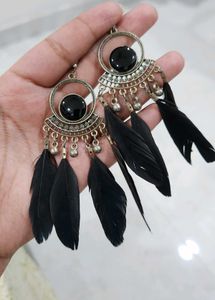Black Feather Earings
