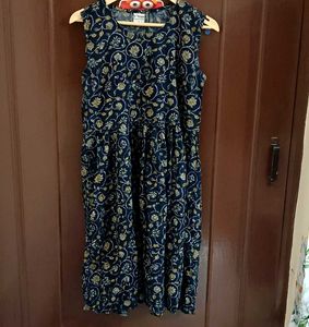 Navy Blue And Golden Kurti