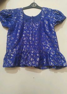 Royal Blue Gold Brocade Fabric Trim