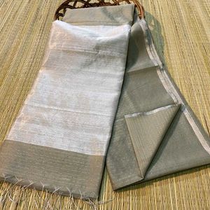 Elegant Silver Saree