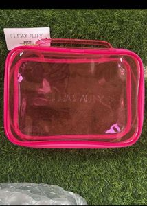 HUDA Beauty Pink Clear Travel Case