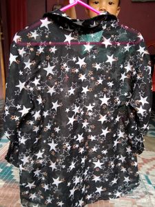 Star Print Button-Down Top