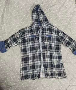 Plaid Flannel Hoodie Shirt
