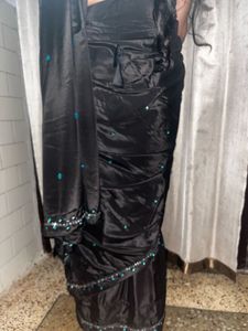 Elegant Black Embellished Saree