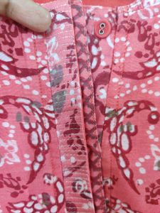 Festive Tunic Top In Coral Shade And Gold Hints