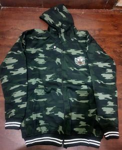 Camouflage Print Zip-Up Hoodie
