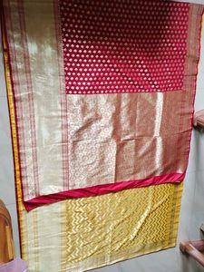 Red &amp; Gold Brocade Saree [2 Colour Mix]🎊🎉 Sale